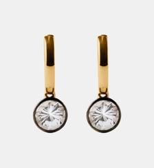 Boucles d’oreilles à cerceaux bicolores en argent 925 plaquées en or jaune 18K avec topaze blanche Aristocrazy