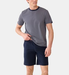 Ensemble pyjama haut chevron et short bleu marine en coton Le Slip Francais