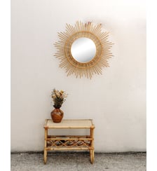 Grand miroir soleil en rotin Georges N°1276- Produit chiné Debongout