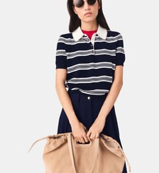 Polo rayé avec strass sur le col Maje