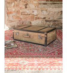 Malle de voyage en bois et carton Lucienne N°330- Produit chiné Debongout