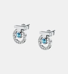 Boucles D'Oreilles en acier, cristaux, T-LOGO Trussardi