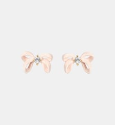 Boucles d'oreilles tiges ruban rose et cristal facetté Les Néréides