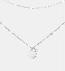 Collier double chaînes Jamais sans Toi | Médaille Coeur en Argent avec diamant blanc La Garçonne Diamant