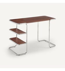 Bureau tubulaire, en plaqué noyer, longueur 117 cm AM.PM