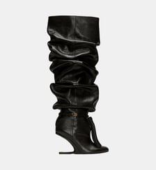 Cuissardes No Wedge à pompon en cuir texturé Balmain
