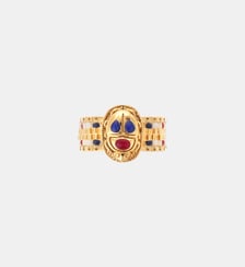 Bague réglable avec perles tissées et cabochon central NYLE Hipanema