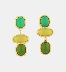 Boucles d'oreilles pendantes à cabochons verts Balaboosté