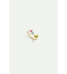Bague ajustable aubépine blanche et rose et cristal bleu Les Néréides