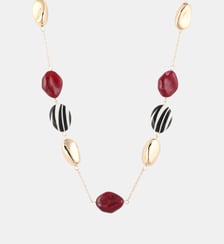 Sautoir à perles motif zèbre et bordeaux Balaboosté