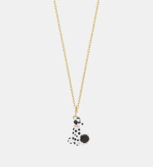 Collier pendentif dalmatien et pierre ronde facettée noire Les Néréides