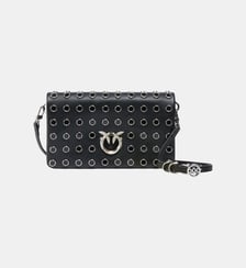 Petite pochette à bandoulière love bag click soft horizontal mini en cuir clouté Pinko