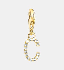 Thomas Sabo Pendentif Charm lettre C avec pierres blanches plaqué or doré or jaune 18 carats, Argent sterling 925 Thomas Sabo