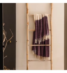 Plaid en laine, coton et cachemire, GARANCE Blanc Cerise
