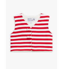 gilet Nacre en jersey de coton rayé blanc et gris Agnès b.