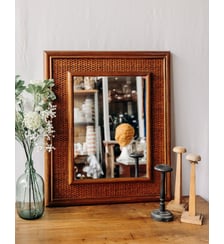 Grand miroir en rotin Georges N°978- Produit chiné Debongout