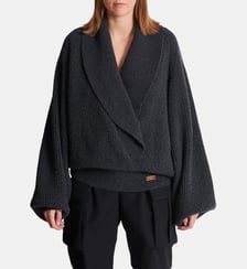 Pull oversize cache-cœur en maille Balmain