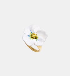 Bague cocktail pensée blanche et cristal taillé Les Néréides