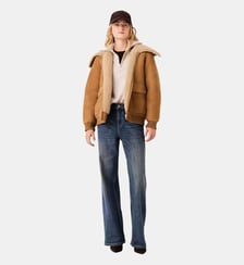 Blouson en peau lainée Maje