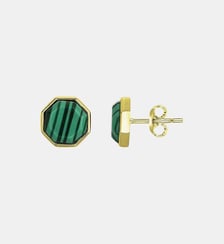 Boucles d'oreilles clous Mason en Acier 316L avec malachite vert Phebus