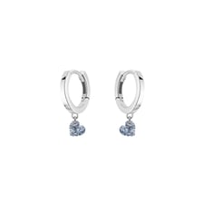 Mini Créoles 360° - 2 diamants coeur - Or blanc 750‰ La Brune & La Blonde