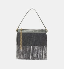 Sac momoni fringed kuroi en éco-cuir laminé Momonì