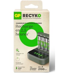 Chargeur de piles + LR06 AA x4 2100mAh + station de charge GP
