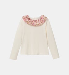 T-shirt col tissu Liberty Fille Cyrillus