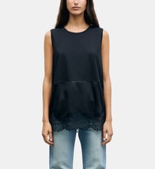 Top bi matière en coton et dentelle - BAIA Gerard Darel