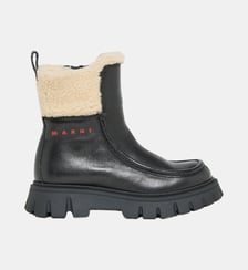 Bottes Chelsea en cuir avec collier teddy Marni