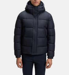Doudoune courte droite en tissu déperlant capuche BOSS