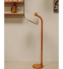 Lampadaire en bois et toile Julien N°377- Produit chiné Debongout