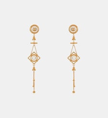 Boucles d’oreilles pendantes en laiton et perles Balmain