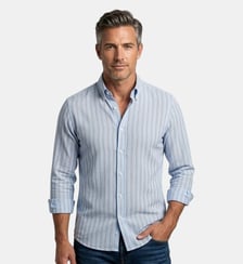 Chemise rayée en gaze de coton ciel coupe cintrée Atelier Privé