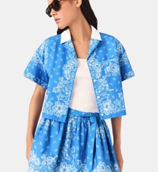 Chemise imprimée à col contrasté Maje
