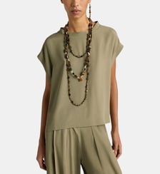 Curacao blouse en acétate de soie uni Momonì