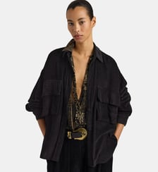PITANGA OVERSIZED SHIRT IN VISCOSE CORDUROY - CAMEL Momonì