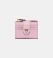 Petit portefeuille en cuir lisse à logo Pinko