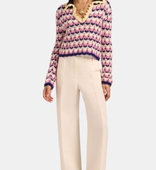 Polo Long Sleeves Picket Multicolor Pink/Navy Pink La DoubleJ