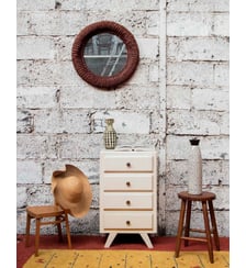 Semainier blanc en bois Valery N°69- Produit chiné Debongout