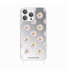 Coque de téléphone miroir marguerites avec anneaux pour iPhone 15 Pro La Coque Française