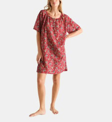 Chemise de nuit courte col rond en voile de coton Laurence Tavernier