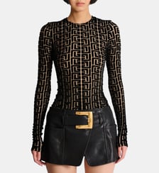 Top en velours monogramme Balmain