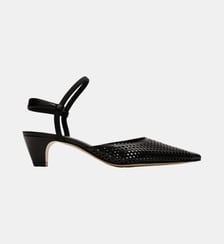 Loro - Slingback En Cuir Nappa Perforé Noir Parallèle