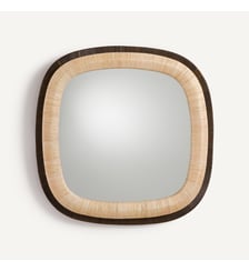 Miroir carré en rotin bicolore, hauteur 91 cm AM.PM