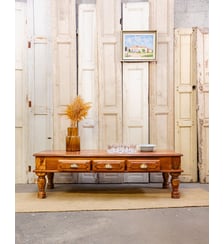 Table basse grand format  en bois exotique Léonie N°477- Produit chiné Debongout