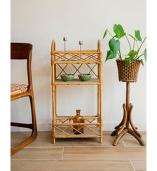 Étagère authentique en rotin clair Isabelle N°348- Produit chiné Debongout