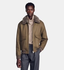 Blouson en laine col amovible Sandro