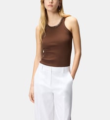 Top côtelé avec broderies bijoux Pinko