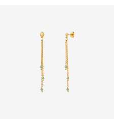 Boucles d'oreilles dorées agate verte - milady Caroline Najman